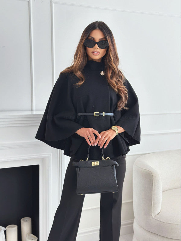 Cappa Donna Elegante con Collo Alto e Cintura