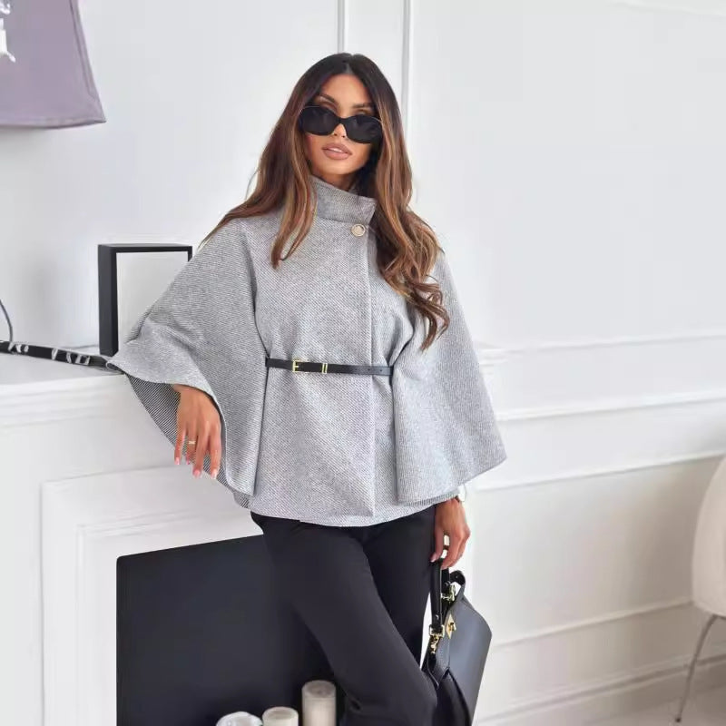 Cappa Donna Elegante con Collo Alto e Cintura