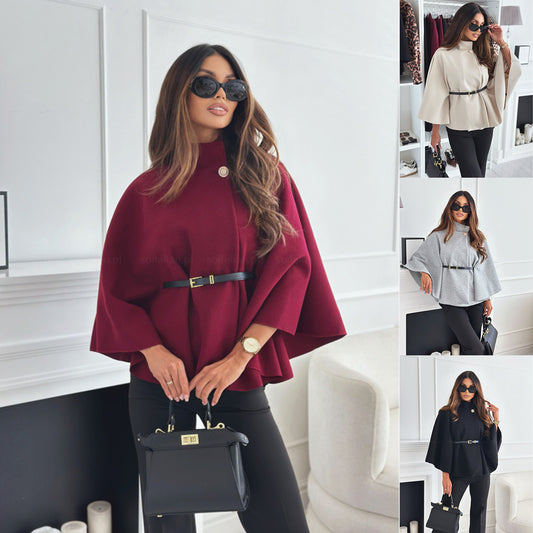 Cappa Donna Elegante con Collo Alto e Cintura