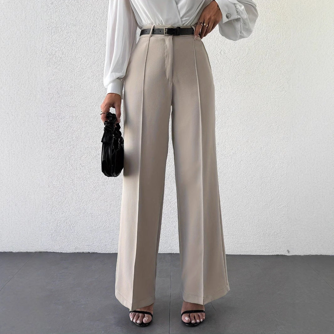 Pantaloni Eleganti Donna Vita Alta con Tasche Laterali