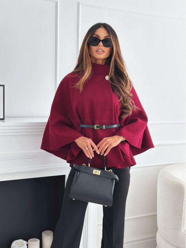 Cappa Donna Elegante con Collo Alto e Cintura
