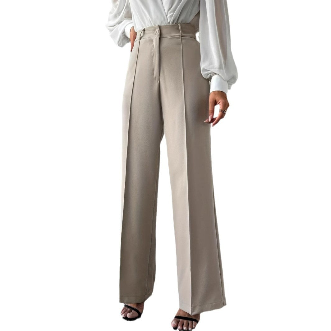 Pantaloni Eleganti Donna Vita Alta con Tasche Laterali